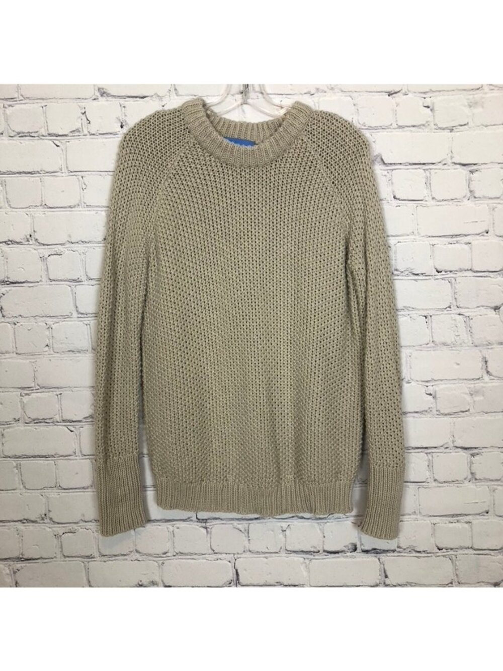 Alice Walk Classic Cotton Crewneck Fisherman Style Sweater Size M Oatmeal
